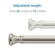 AmazerBath Shower Curtain Rods Tension Adjustable , 42-72 inches Rust-Resistance Shower Curtain Rods for Bathroom, Spring Tension Shower Rods No Drill, Nickel