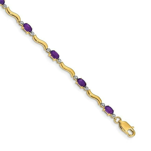 Primal Gold 14 Karat Yellow Gold Diamond and Amethyst Bracelet