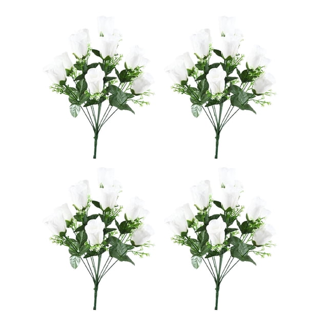 4 piezas de rosas artificiales para decoración de mesa, ramo floral decorativo para jardín y hogar.