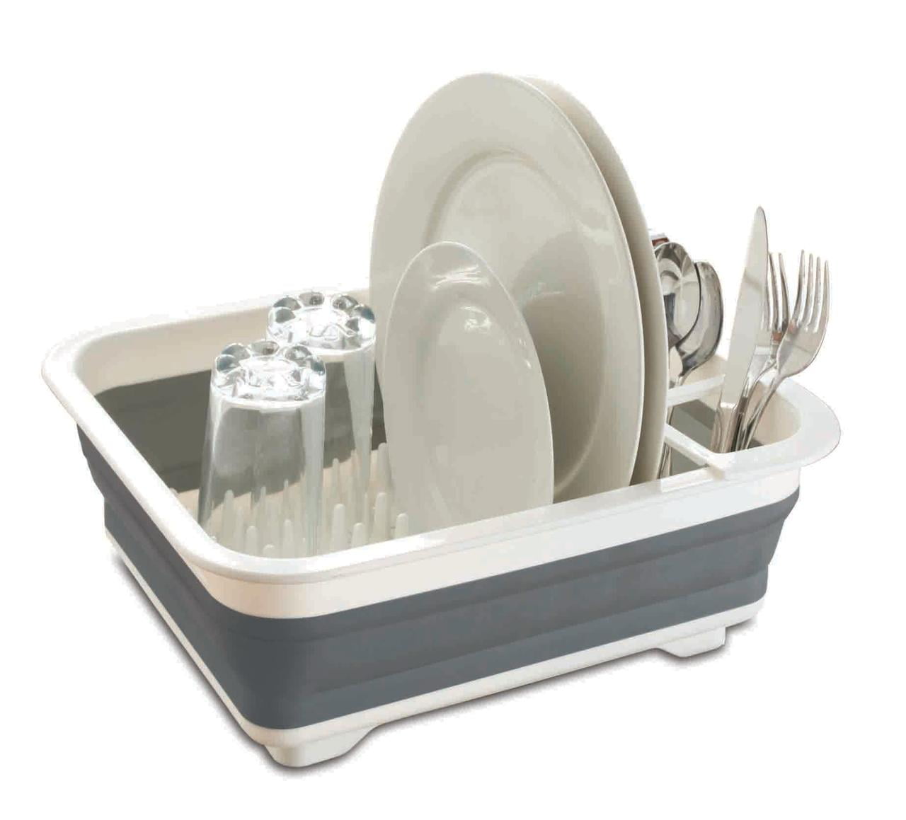 Collapsible Plastic and Silicone Dish Rack, Clear – DaysMarketplace