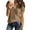 Brown, variant on MRULIC shirts for women Women's Summer Fashion Knit Short Sleeve Tunic Top V-neck Loose Shirt Women Shirts Brown + M