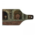 thumbnail image 1 of Gothic Cutting Board, King in Vintage Style Palace Chandelier Medieval Architecture Theme, Decorative Tempered Glass Cutting and Serving Board, Wine Bottle Shape, Burgundy Grey, by Ambesonne, 1 of 1