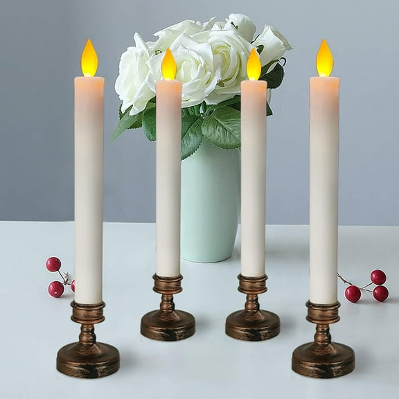 Mobutofu 2Pcs White Plastic Taper Candles for Valentine’s Day Dripless Decor 11.8x8.3In