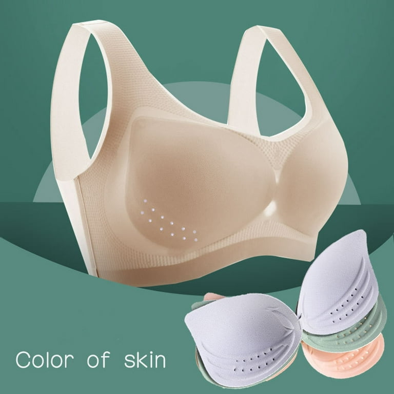 TQWQT Bras for Women Full Coverage Seamless Pullover Bra with Built-In Cups  Wireless Underwear with Removable Pad,Complexion XXL