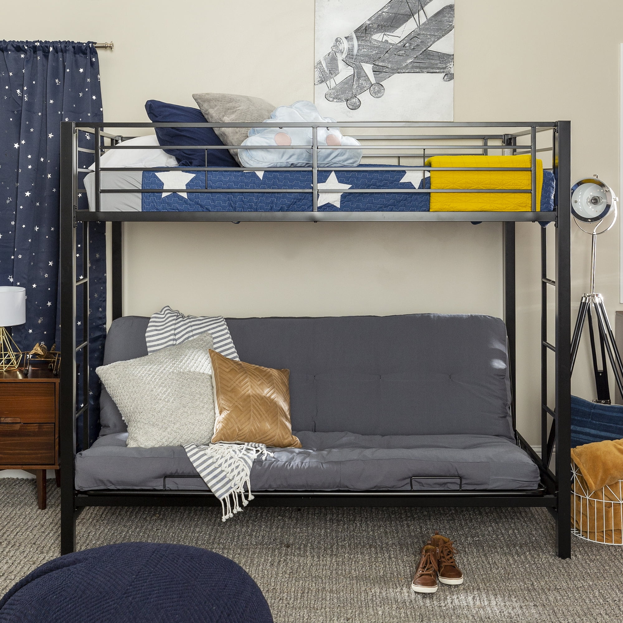 Walker edison twin over cheap futon metal bunk bed