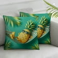 thumbnail image 2 of Leisuo 2-Piece Short Plush Pillowcase Set - Summer Pineapple Tropical Leaves Jungle Palm Leaf Pattern Yellow Green White, 2 of 6