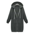 thumbnail image 3 of Lovskoo Women's Full Zip Sweatshirt Oversized Fleece Jacket Winter Thickened Medium Length Plush Outerwear Loose and Comfortable Versatile Hooded Jacket Dark Gray, 3 of 3