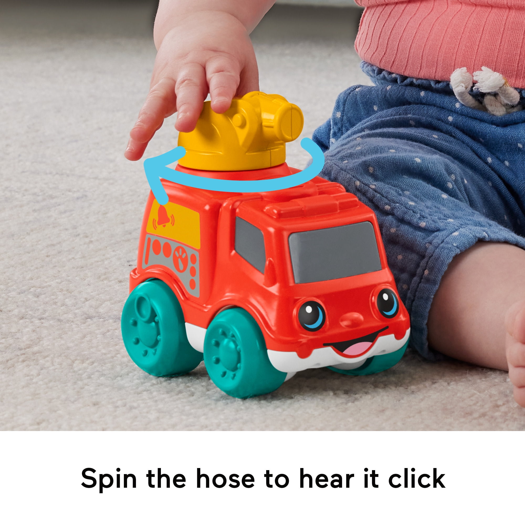 Fisher-Price Chime & Ride Fire Truck Push-Along Toy Vehicle for Infants with Fine Motor Activities