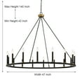 thumbnail image 4 of ACROMA 47In Farmhouse 16-light Large Round Wagon Wheel Candle Chandelier - 47'' D X 140'' H Black&Brass, 4 of 5