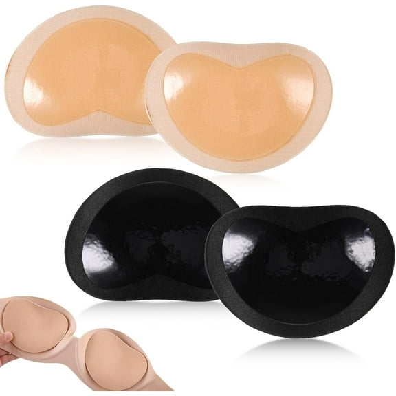 SONGAUN Bra Inserts, Sticky Bra Inserts, Breathable Self-Adhesive Push-Up for Bikini, Swimsuit, and Sports Bras Black 2 Pairs