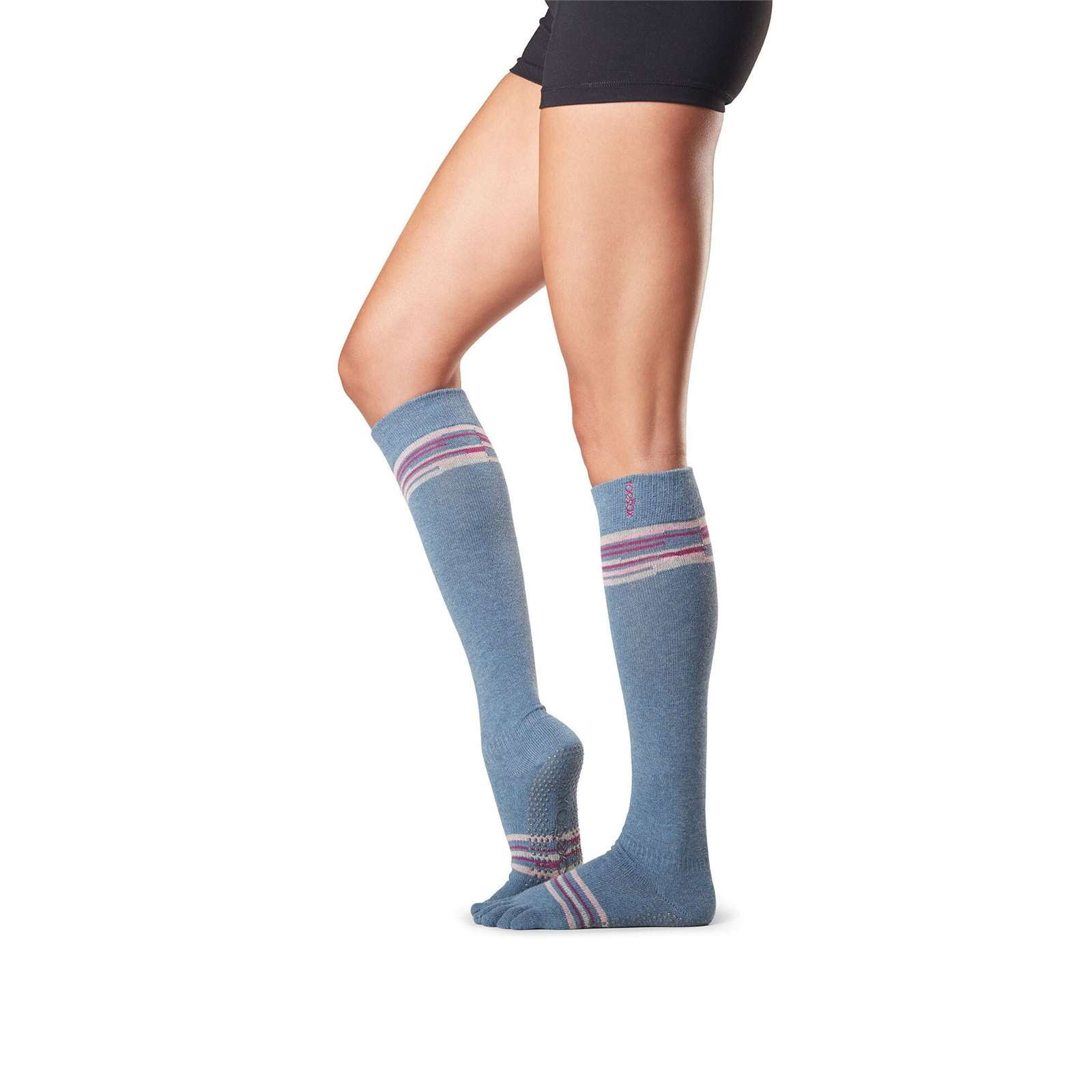Toesox Womens Athletic Scrunch Full Toe Grip Yoga Socks