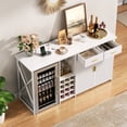 thumbnail image 7 of Herture Mini Fridge Cabinet with Storage,69.01" Coffee Bar Cabinet with Fridge Space,Wine Fridge Cabinet with Outlet,Wine Rack & Drawers,Multi-Functional Bar,Fridge Stand with Storage,White KH06MRW, 7 of 7