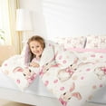 thumbnail image 4 of Homewish Cute Cartoon Rabbit Bedding Comforter Set,Kawaii Bow Bowknot Twin Comforter Sets,Pink Beige Bedding Set For Girls Kids,Super Cozy Room Decor Reversible,2-Piece, 4 of 8