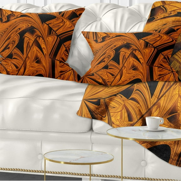 Designart Vibrant Brown Fractal Flower Pattern - Abstract Throw Pillow - 12x20
