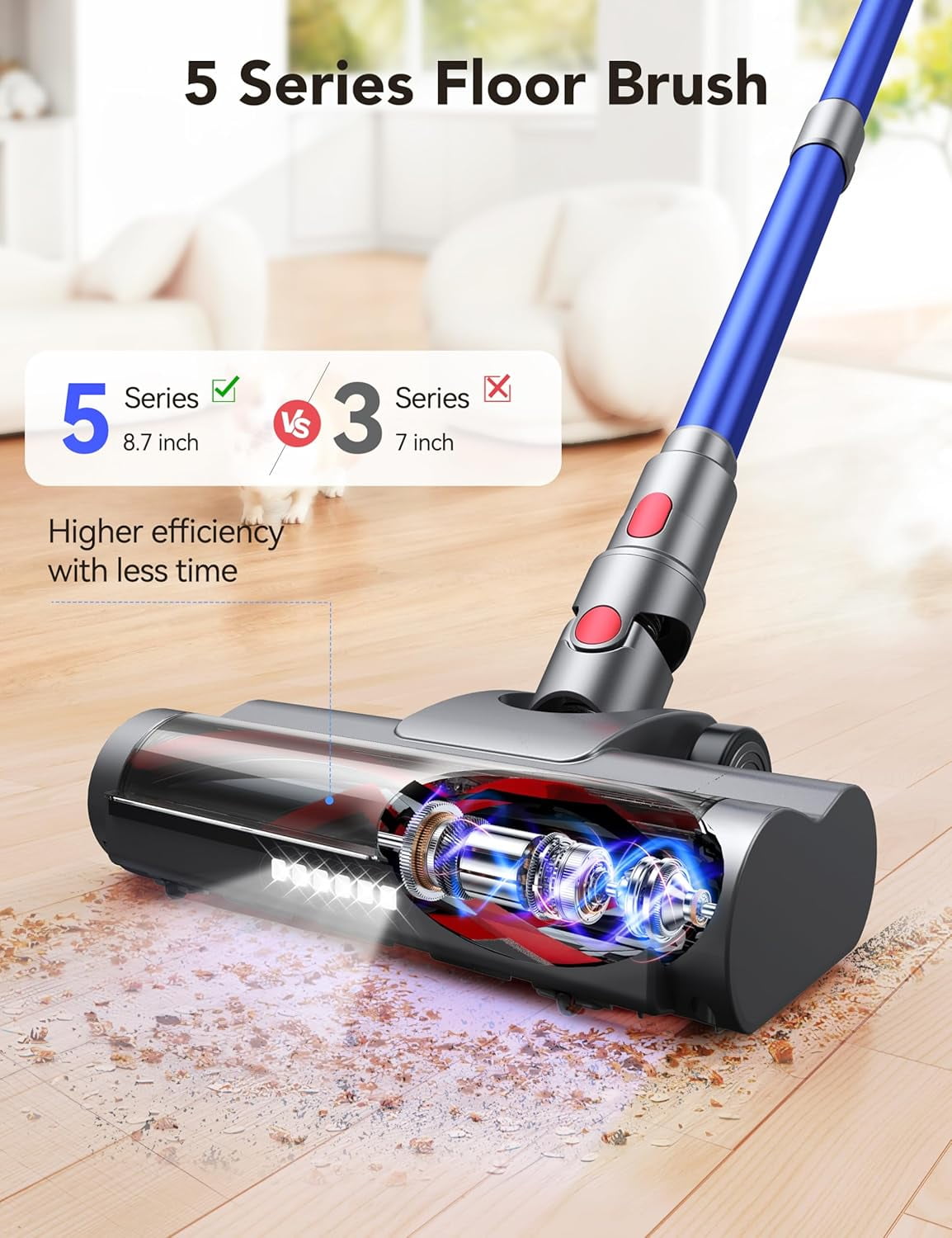 Lightweight Cordless Vacuum with 28Kpa Powerful Suction, Stick Vacuum Cleaner for Carpet, Tile, Hardwood Floors