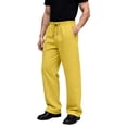 thumbnail image 2 of CharmCyan Men's Drawstring Waist Relaxed Fit Lounge Pants with Pockets Soft Jersey Knit Straight Leg Sleepwear Bottoms Yellow L, 2 of 2