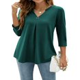 thumbnail image 1 of EIMELI Blouses à Manches 3/4 Col en V pour Femmes Chemise Boutonnée Printemps Ample Décontractée Mode Urbaine, 1 of 6
