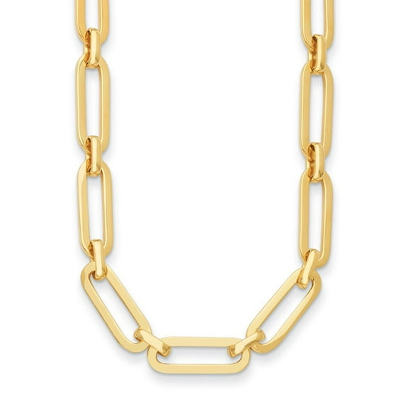 Auriga Fine Jewelry 14K Yellow Gold Polished 10 mm Paperclip Semi-solid Link Chain Necklace for Women 18"