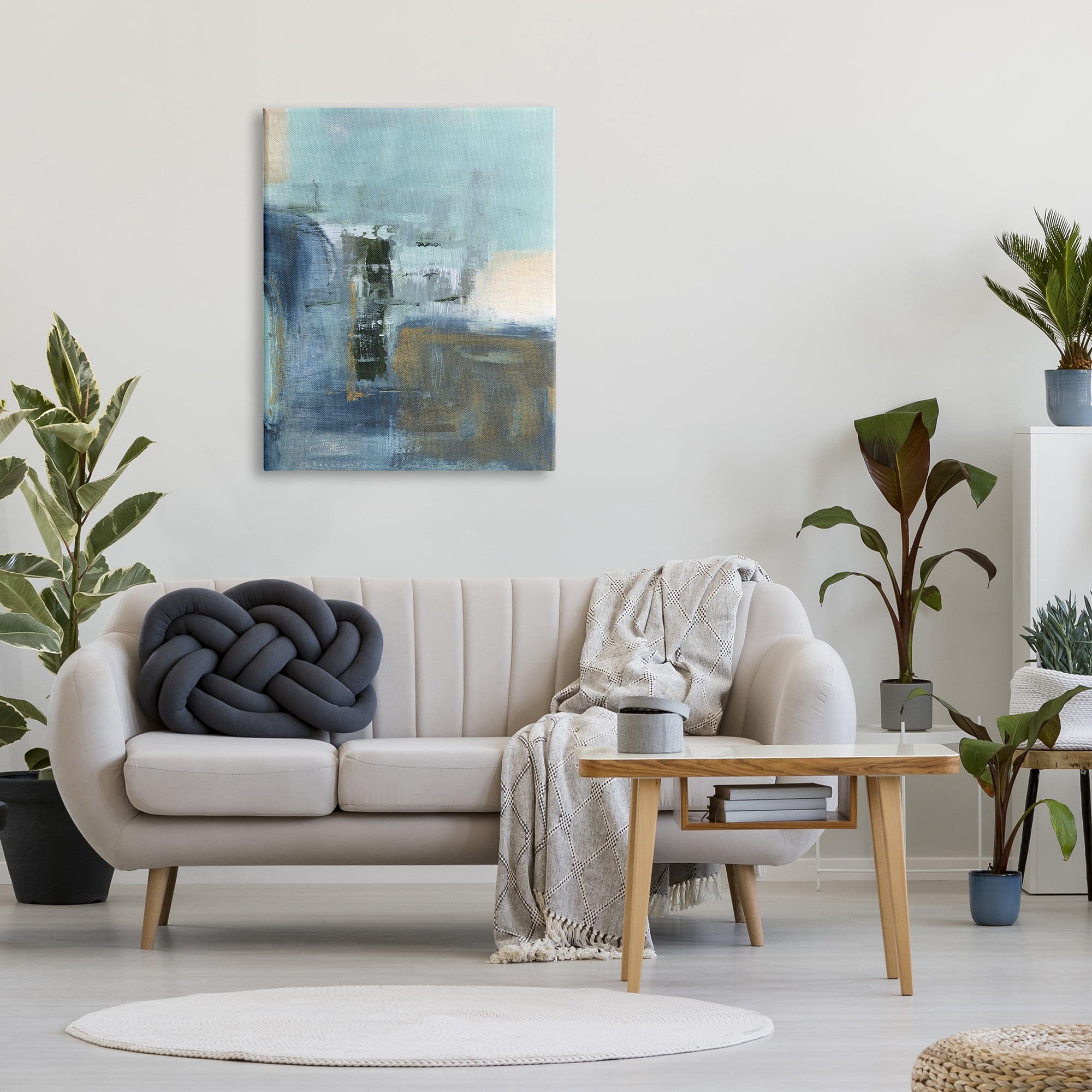 Stupell Industries Blue Abstract Painting Abstract Painting Gallery Wrapped Canvas Art Print Wall Art, 30 x 40
