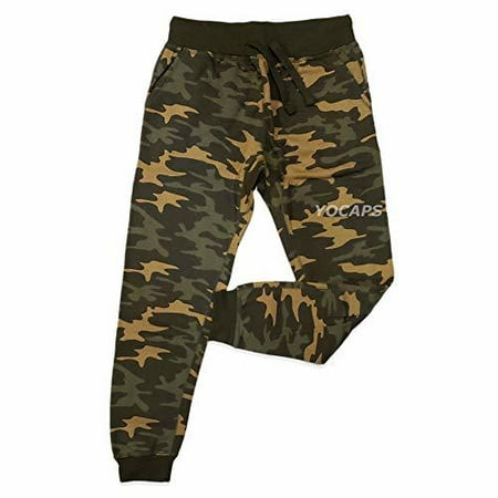 Unisex Active Wear Premium Jogger Fleece Sweatpants Military Camo