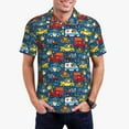 thumbnail image 4 of Vsdgher Vehicles Cartoon with Funny Drivers,Animal Drivers Print Men's Short Sleeve Stretch Polo Shirt, Moisture-Wicking Performance Polo Shirt, 4 of 8