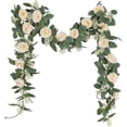 thumbnail image 1 of 2 guirnaldas de rosas artificiales de té con hojas de hiedra, flores artificiales de rosas para colgar en el hogar y el jardín (champán), 1 of 5