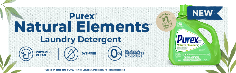 Purex Natural Elements 4 in 1 Concentrated Liquid Laundry Detergent, Linen & Lillies, Free of Added Dyes, 4.43 Litres, 110 Loads