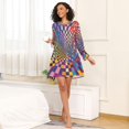 thumbnail image 4 of FORMRS Womens Long Sleeve Nightgowns Crew Neck Sleep Shirt Soft Pajamas Sizes S-3XL, Colorful Wavy Plaid, 4 of 8