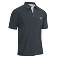 thumbnail image 5 of Mens Polo Shirt Work Business Slim Fit Short Sleeve Golf Casual Tops Button Up Collared Performance Moisture Wicking Shirts for Men Grey L, 5 of 5