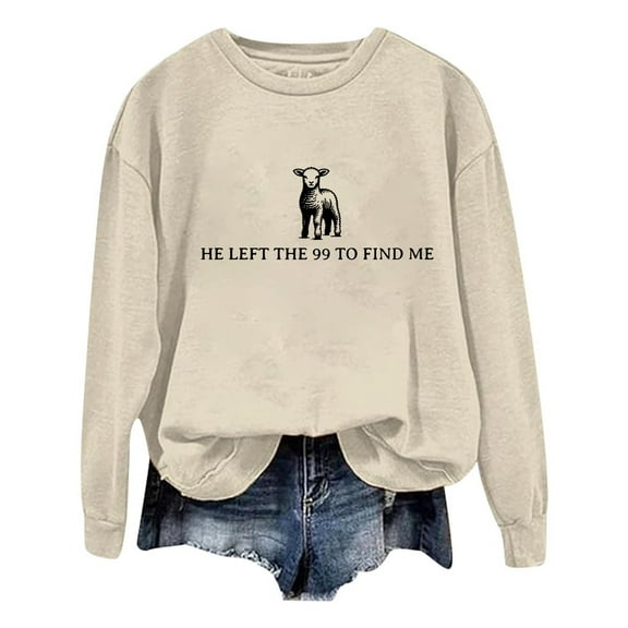 Puliio Women Hoodies Sweatshirts He Left The 99 To Fine Me Lettering Print Round Neck Long Sleeve Casual Pullove Loose Fasion Daily Wear No Hood Sweatshhirt Tops