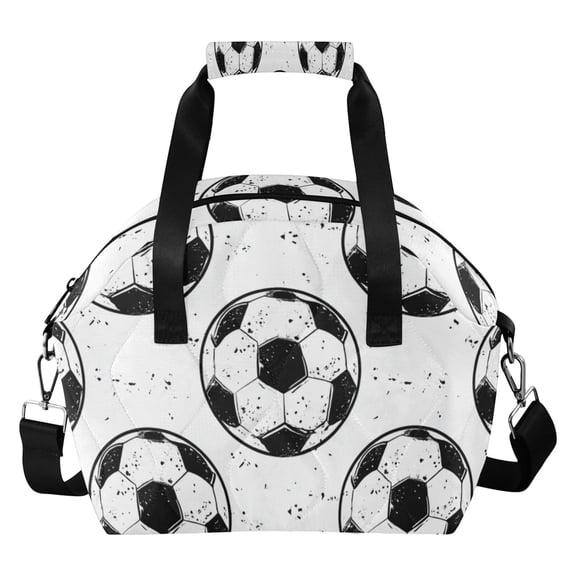 Doodle Football Patterns Insulated Lunch Bag Reusable Quilted Lunch Box Waterproof Leakproof Lunch Container