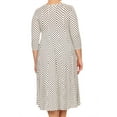 thumbnail image 4 of MOA Collection Women's Plus Size A-line Round Neck 3/4 Sleeves Polka Dot Dress, 4 of 4