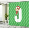thumbnail image 5 of Ambesonne Christmas Alphabet Shower Curtain, Striped Back J, 69"Wx84"L, Green Dark Coral and White, 5 of 5