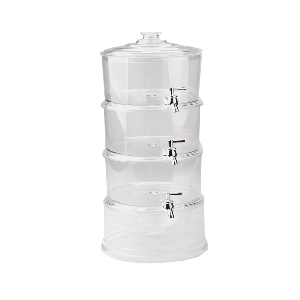 Mind Reader 3 Tier Plastic Beverage Drink Dispenser with Spigot, Clear