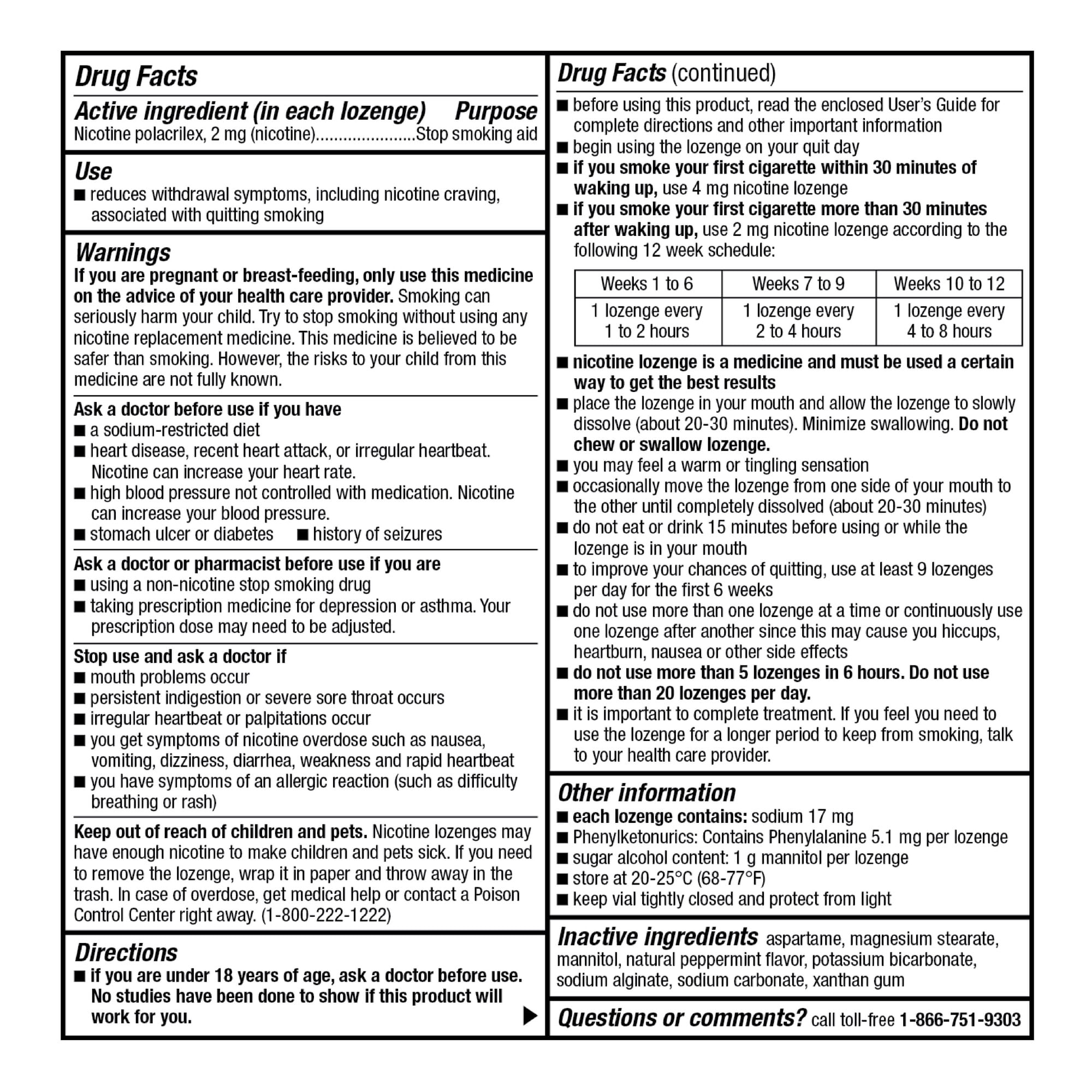 Equate Nicotine Lozenge 2 mg, Mint Flavor, 168 Count – Stop Smoking Aid