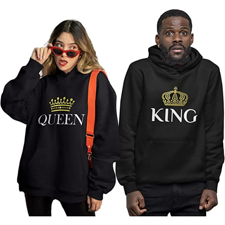 King & Queen Matching Couple Hoodie Set Valentine's Day Gift His & Hers  Women Hoodie Women X-Large / Men Small 