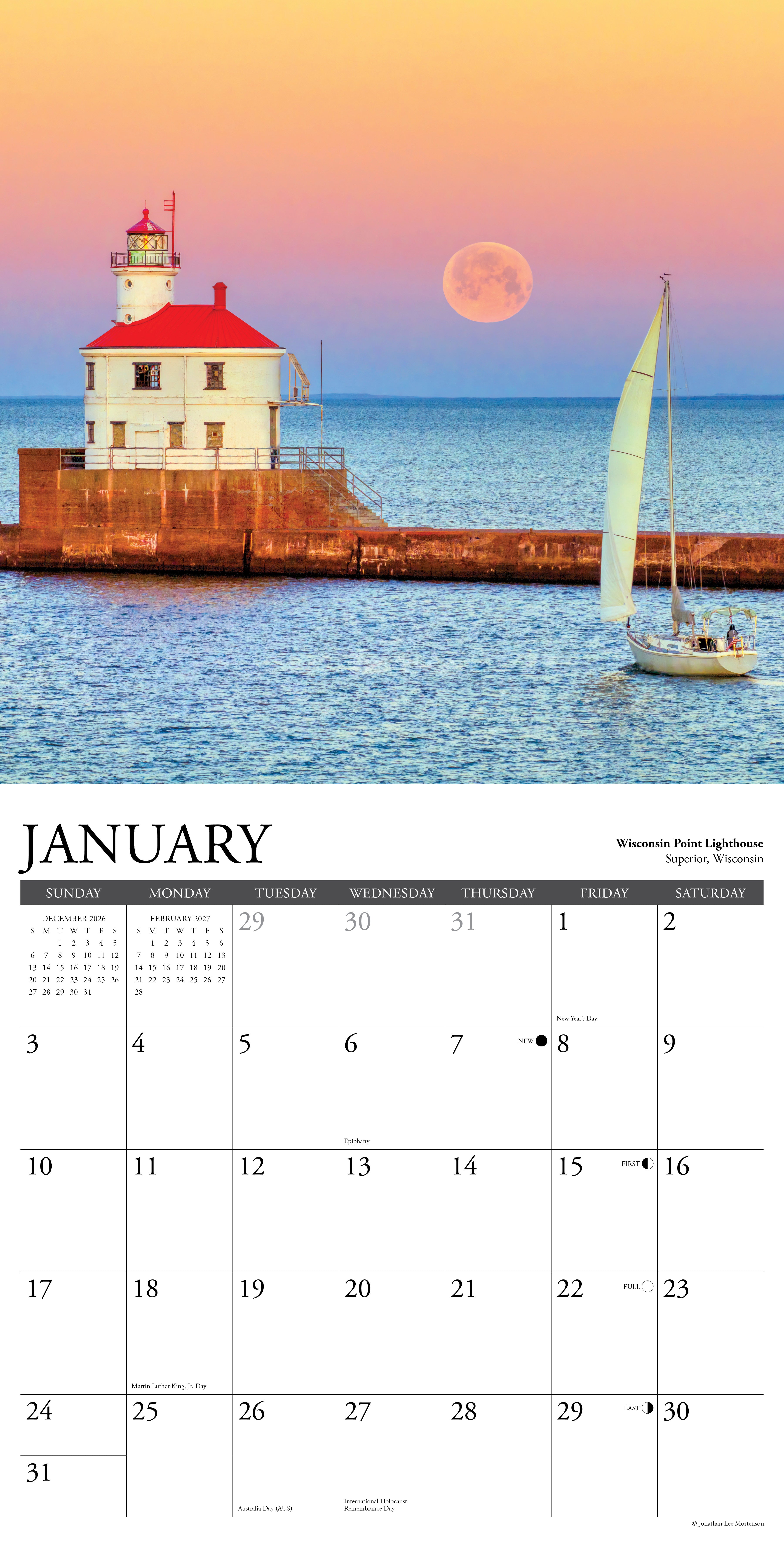 Willow Creek Press, Lighthouses of the Great Lakes 2027 Wall Calendar
