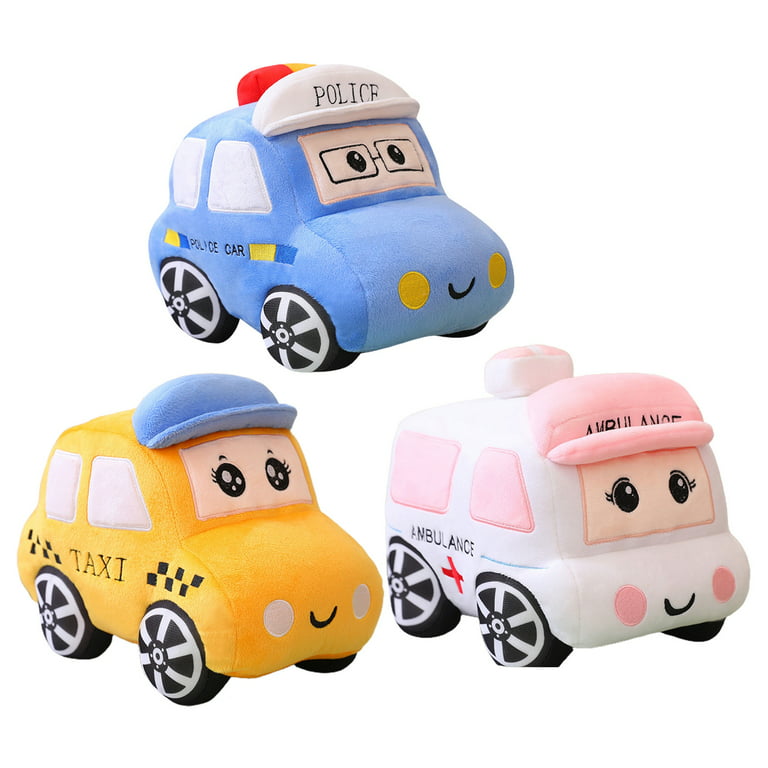 Skindy 30cm Plush Toy Cars - Cute Police Car, Taxi, and Ambulance Plushies  for Photo Props, Ornaments, Soft Stuffed Pillows, Childrens Room Decor, and