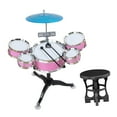 thumbnail image 3 of Batería para niños, instrumento de percusión, preescolar, 5 tambores, simulación de aprendizaje temprano Rosa, 3 of 9