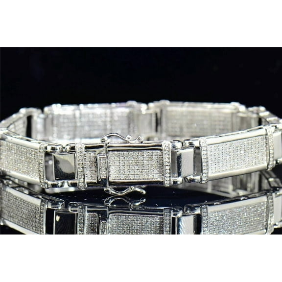 Bluebelljewels Statement Link Bracelets 14K White Gold Finish Round Cut Cubic Zirconia