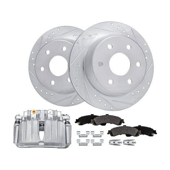 Rear Brake Pad Rotor and Caliper Set - Compatible with 2001, 2003 - 2006 Chevy Silverado 1500 2004 2005