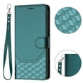 thumbnail image 6 of Designed for iPhone 11 Flip Phone Case,With Card Slots,PU Leather Flip Folding Kickstand,With Shoulder Strap and Wrist Strap,Honeycomb Pattern Design,Shockproof Wallet Case,Darkgreen, 6 of 11