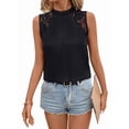 thumbnail image 3 of Women'S Lace Sleeveless Tops Pleated Summer Tank Tops 2025 Dressy Casual Sleeveless Shirts Blouse Black XL, 3 of 9