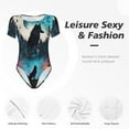 thumbnail image 4 of Disketp Artistique Loup de la Vallée de la Lune pour Femmes Justaucorps à Manches Courtes T-Shirt Col Rond Basique Décontracté Justaucorps-Moyen, 4 of 7