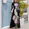thumbnail image 4 of Cacatúa blanca nostálgica en rama floreciente Jardín botánico nocturno Vestido largo Vestido de mujer vestidos verano mujer 2024, 4 of 5