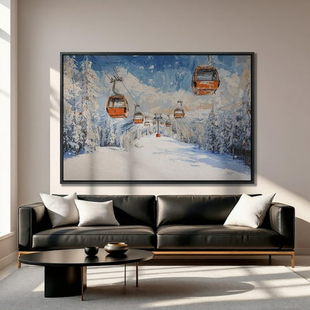 Ski Resort Art, Snowy Mountain Landscape UNFRAMED Poster, Wall Art for Decor, Present, 16x24