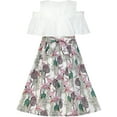 thumbnail image 3 of Girls Dress Chiffon Floral Ruffle Cold Shoulder Party Dress 10, 3 of 7