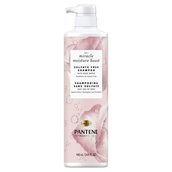 Pantene Nutrient Blends Miracle Moisture Boost Shampoo with Rose Water, Sulfate Free, 14.9 fl oz