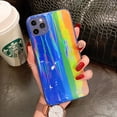 thumbnail image 1 of Compatible with iPhone Case,Bling Glitter Rainbow Pattern Hard PC Back Stripe Girls Woman Frosted Soft TPU Bumper Silicone Case for iPhone 11Pro (Blue), 1 of 7