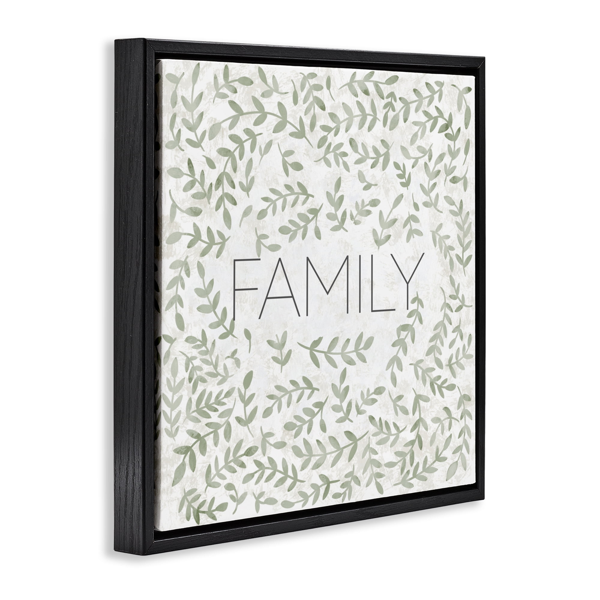 Stupell Industries Curved Ivy Sprigs Family Black Framed Floater Canvas Wall Art, design by SD Graphics Studio